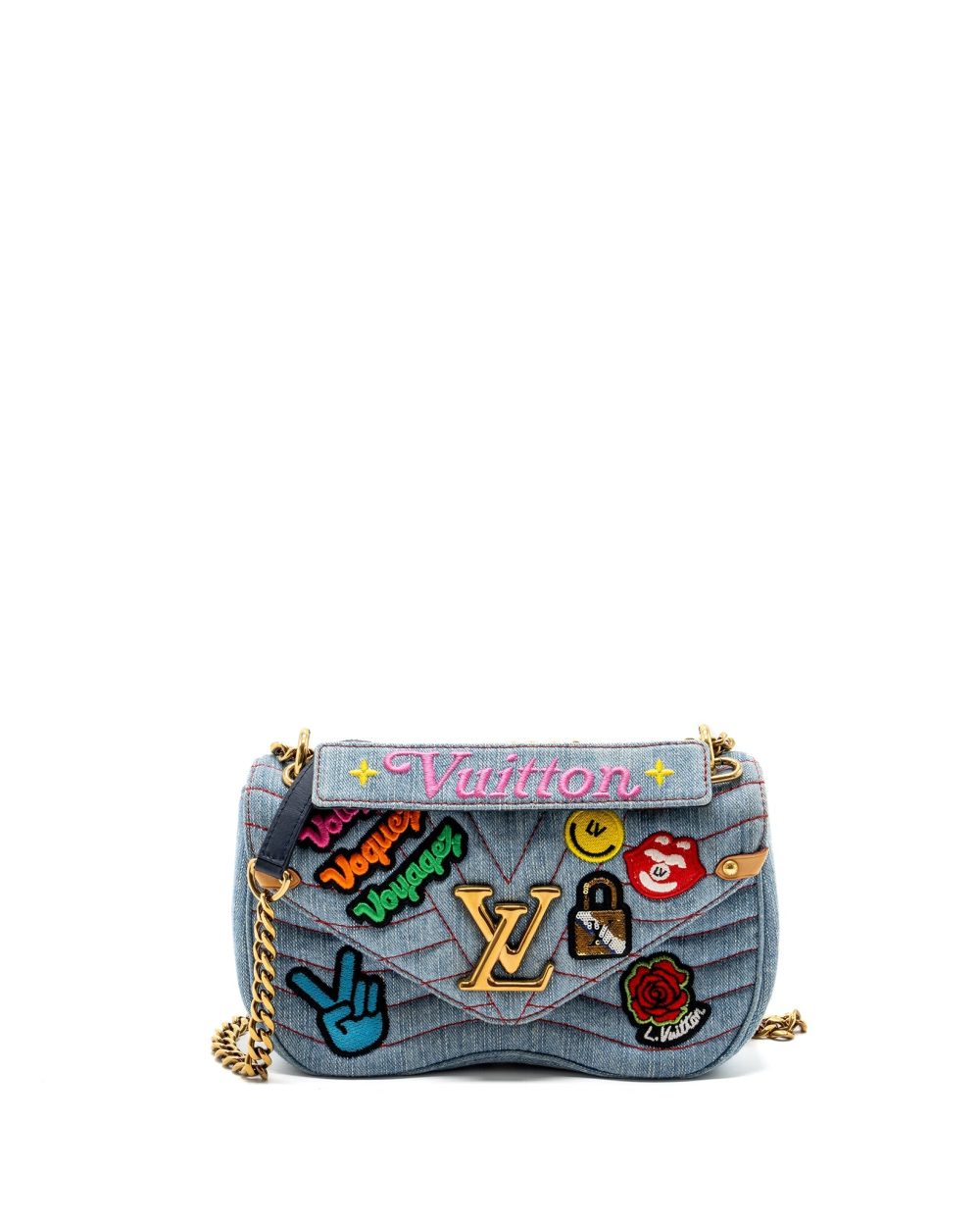 AAA Replica Louis Vuitton LV NEW WAVE FLAP CHAIN BAG LIMITED EDITION DENIM BLUE/ MULTICOLOR GHW