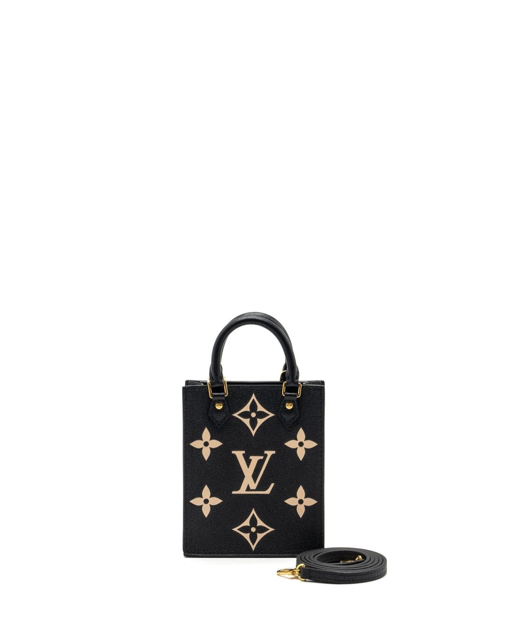 AAA Replica Louis Vuitton LV PETIT SAC PLAT MONOGRAM EMPREINTE CALFSKIN BLACK GHW (NEW VERSION)