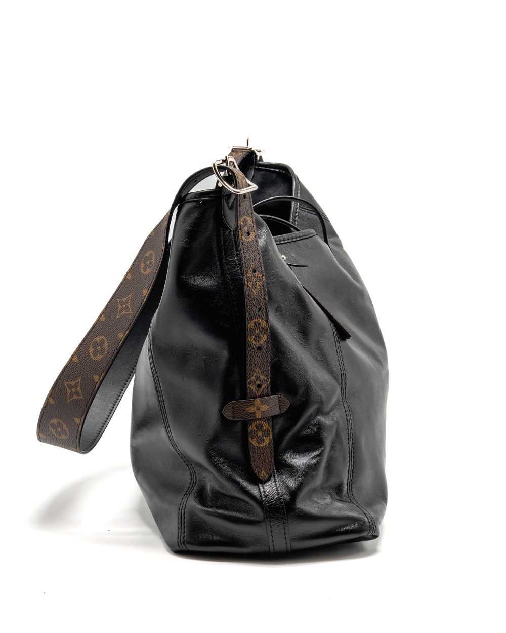 AAA Replica Louis Vuitton LV CARRYALL VIBE MM LAMBSKIN/MONOGRAM CANVAS BLACK SHW