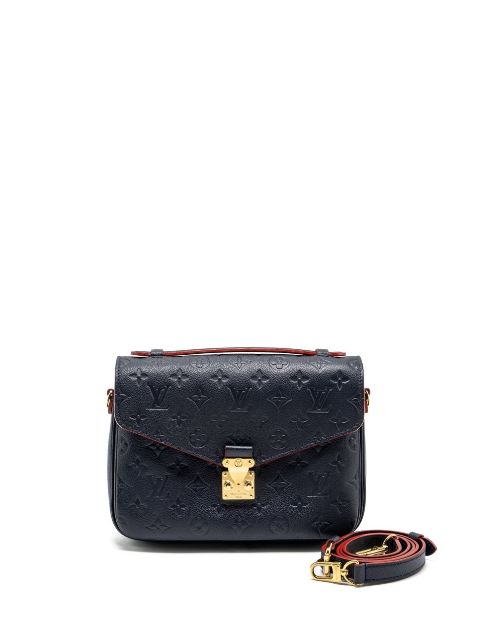 AAA Replica Louis Vuitton LV POCHETTE METIS MONOGRAM EMPREINETE NAVY GHW