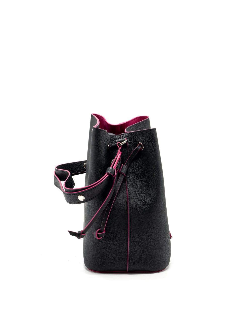 AAA Replica Louis Vuitton LV LOCKME BUCKET BAG CALFSKIN BLACK/PINK SHW