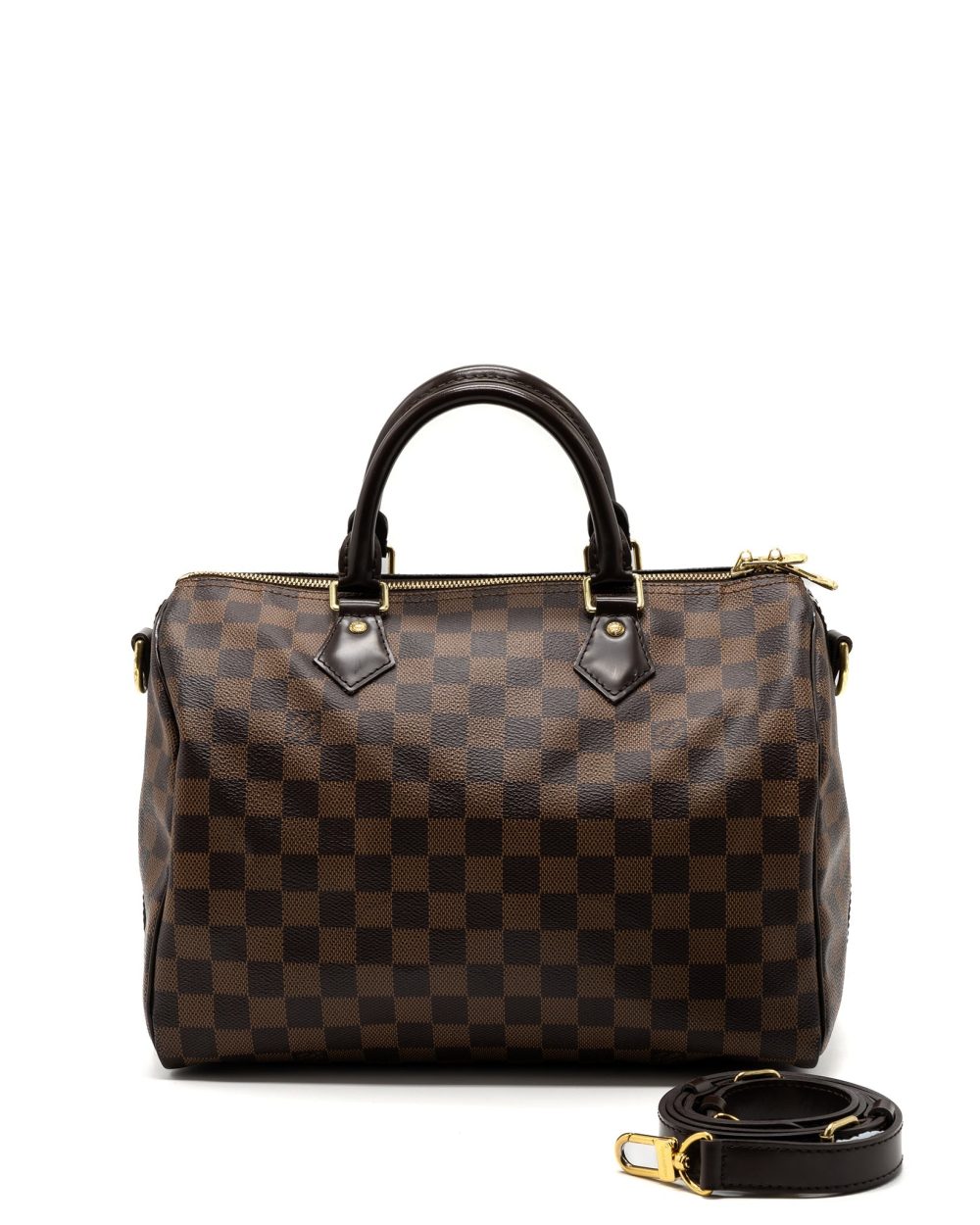 AAA Replica Louis Vuitton LV SPEEDY BANDOULIERE 30 DAMIER EBENE GHW