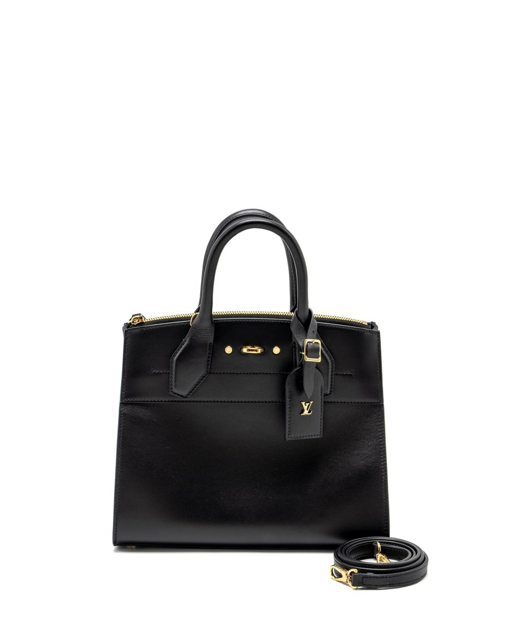 AAA Replica Louis Vuitton LV CITY STEAMER PM GRAINED CALFSKIN BLACK GHW