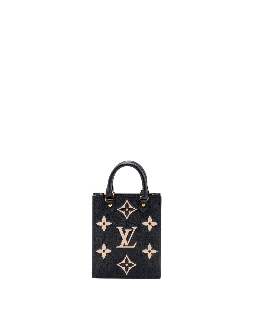 AAA Replica Louis Vuitton LV PETIT SAC PLAT MONOGRAM EMPREINTE BLACK/ BEIGE GHW (NEW VERSION)