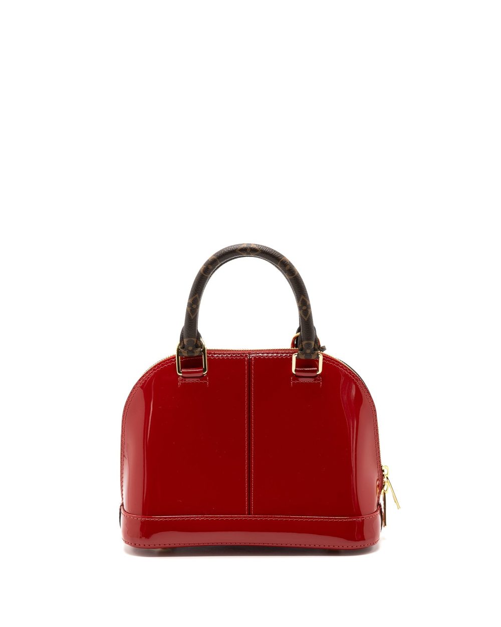 AAA Replica Louis Vuitton LV ALMA BB LIMITED EDITION VERNI MIROIR PATENT RED/MONOGRAM CANVAS GHW