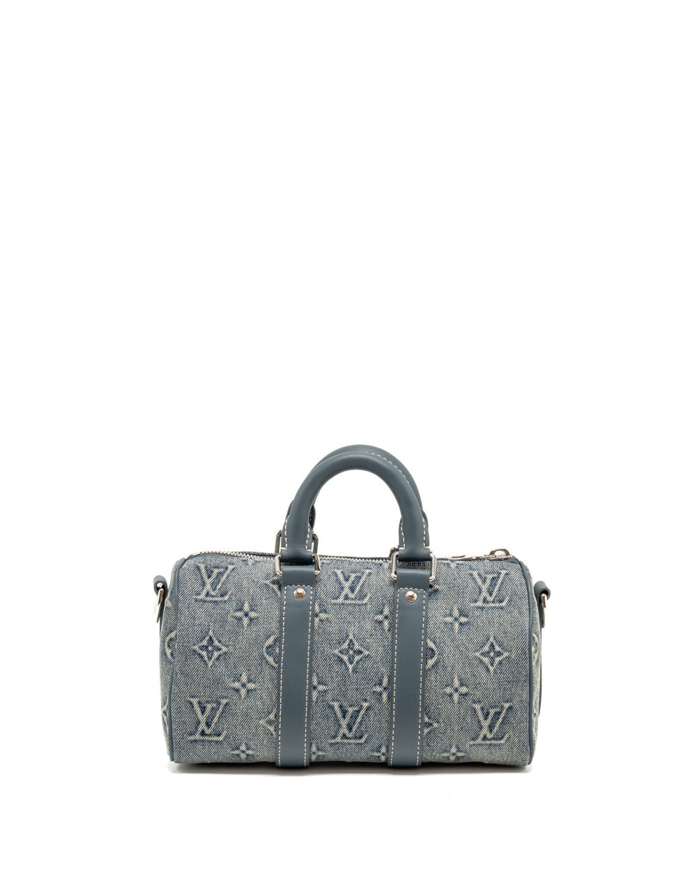 AAA Replica Louis Vuitton LV KEEPALL BANDOULIERE 25 WASHED DENIM CANVAS BLUE SHW