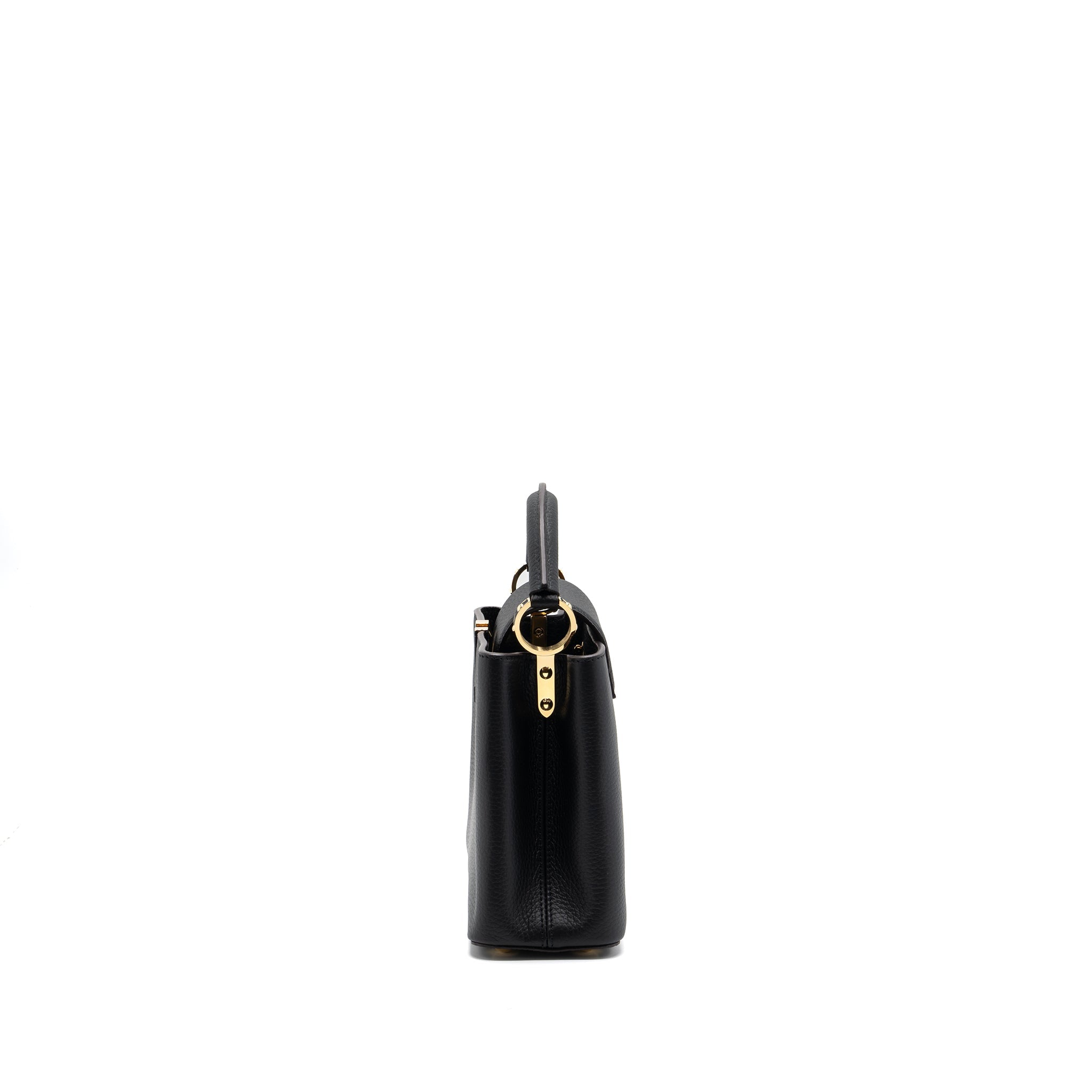 AAA Replica Louis Vuitton LV CAPUCINES BB TAURILLON BLACK GHW(NEW VERSION)