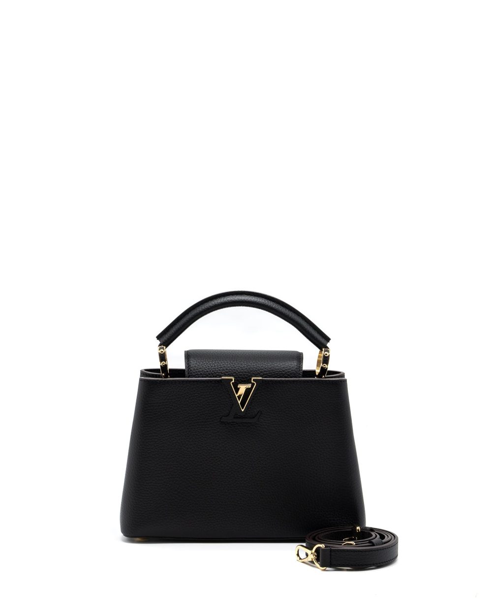 AAA Replica Louis Vuitton LV CAPUCINES BB TAURILLON BLACK GHW(NEW VERSION)
