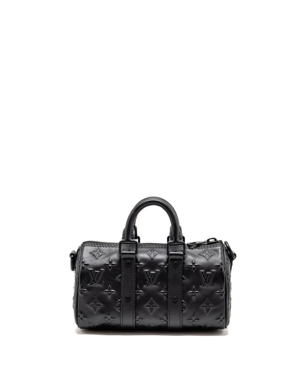 AAA Replica Louis Vuitton LV KEEPALL XS MONOGRAM SEAL COWHIDE LEATHER SO BLACK