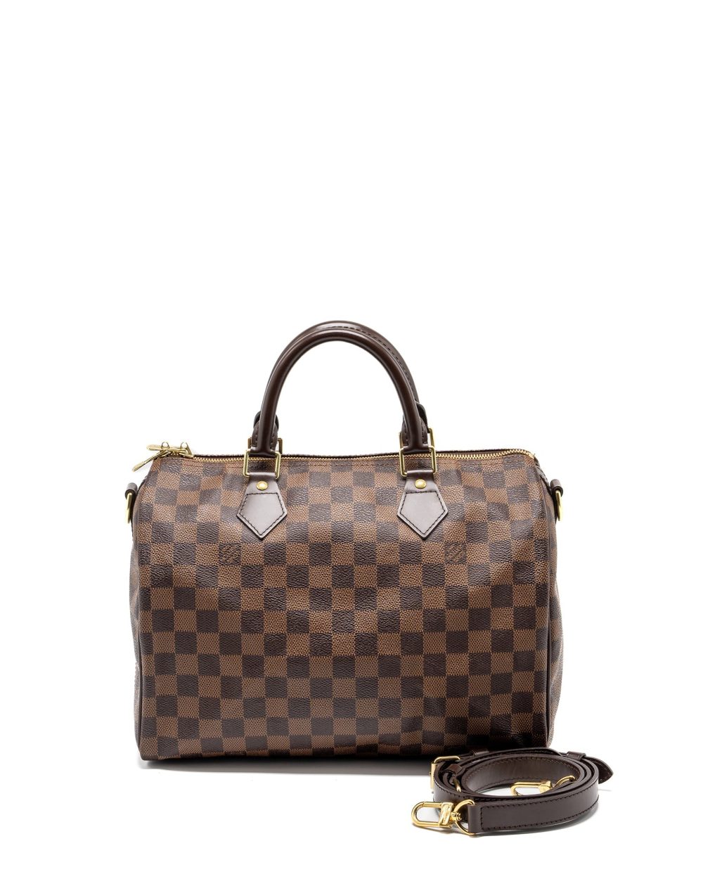 AAA Replica Louis Vuitton LV SPEEDY BANDOULIERE 30 DAMIER EBENE GHW