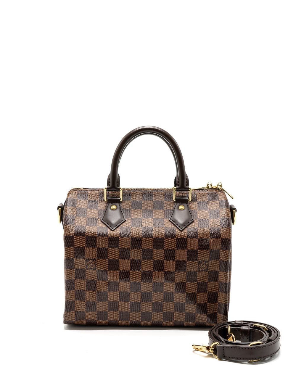 AAA Replica Louis Vuitton LV SPEEDY BANDOULIERE 25 DAMIER EBENE CANVAS GHW (NEW VERSION)