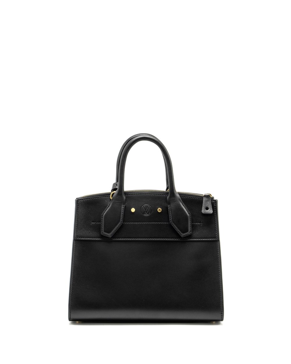 AAA Replica Louis Vuitton LV CITY STEAMER PM GRAINED CALFSKIN BLACK GHW