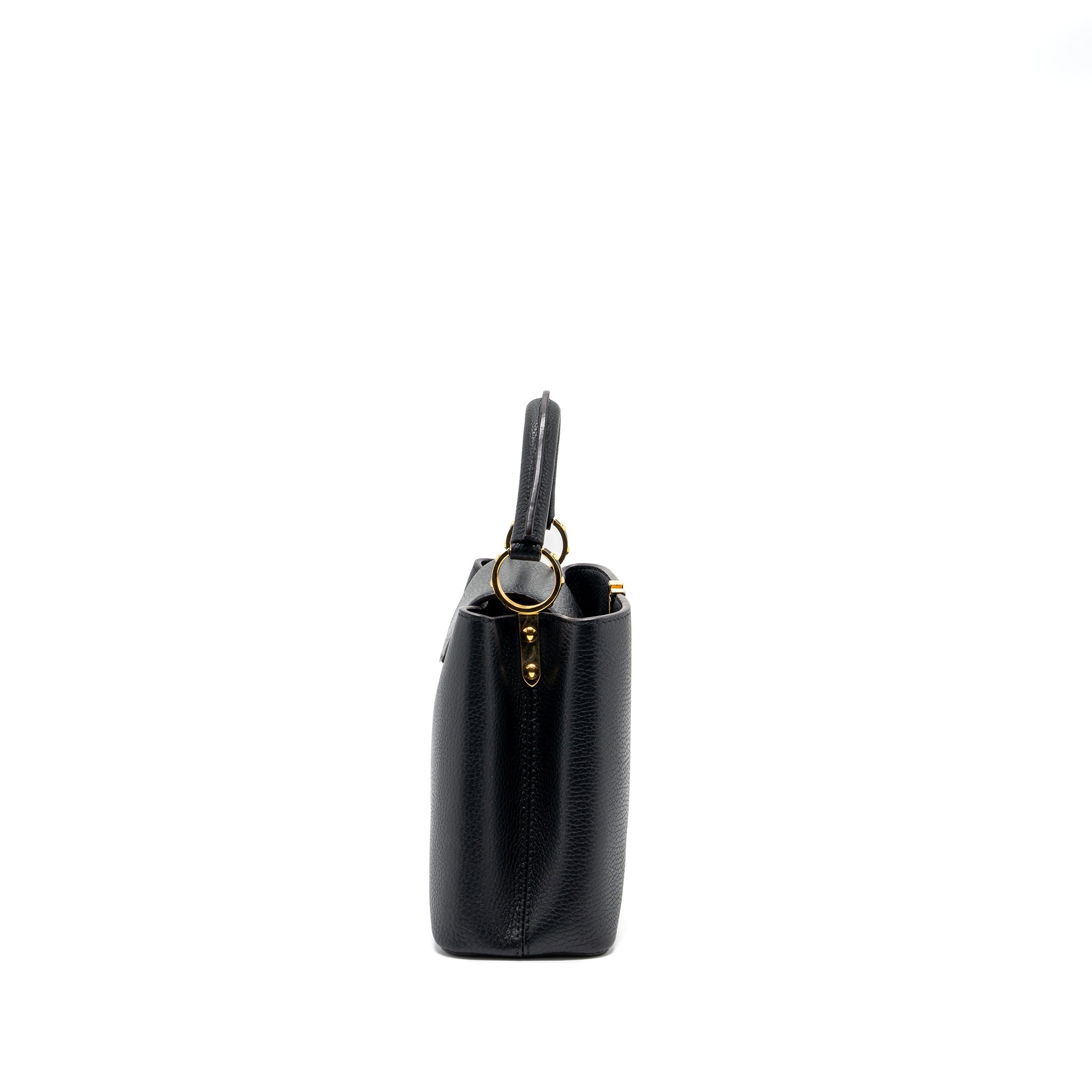 AAA Replica Louis Vuitton LV CAPUCINES BB TAURILLON BLACK / PINK GHW