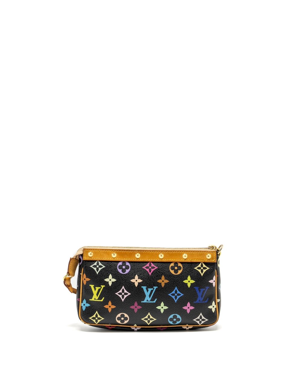 AAA Replica Louis Vuitton LV POCHETTE ACCESSORIES CANVAS BLACK MULTICOLOUR GHW 