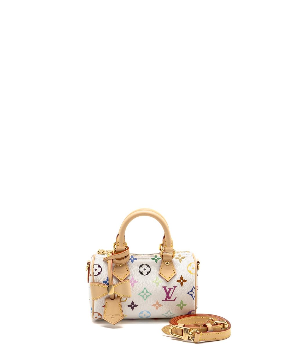 AAA Replica Louis Vuitton LV X TAKASHI MURAKAMI NANO SPEEDY MULTICOLOURED MONOGRAM CANVAS WHITE GHW