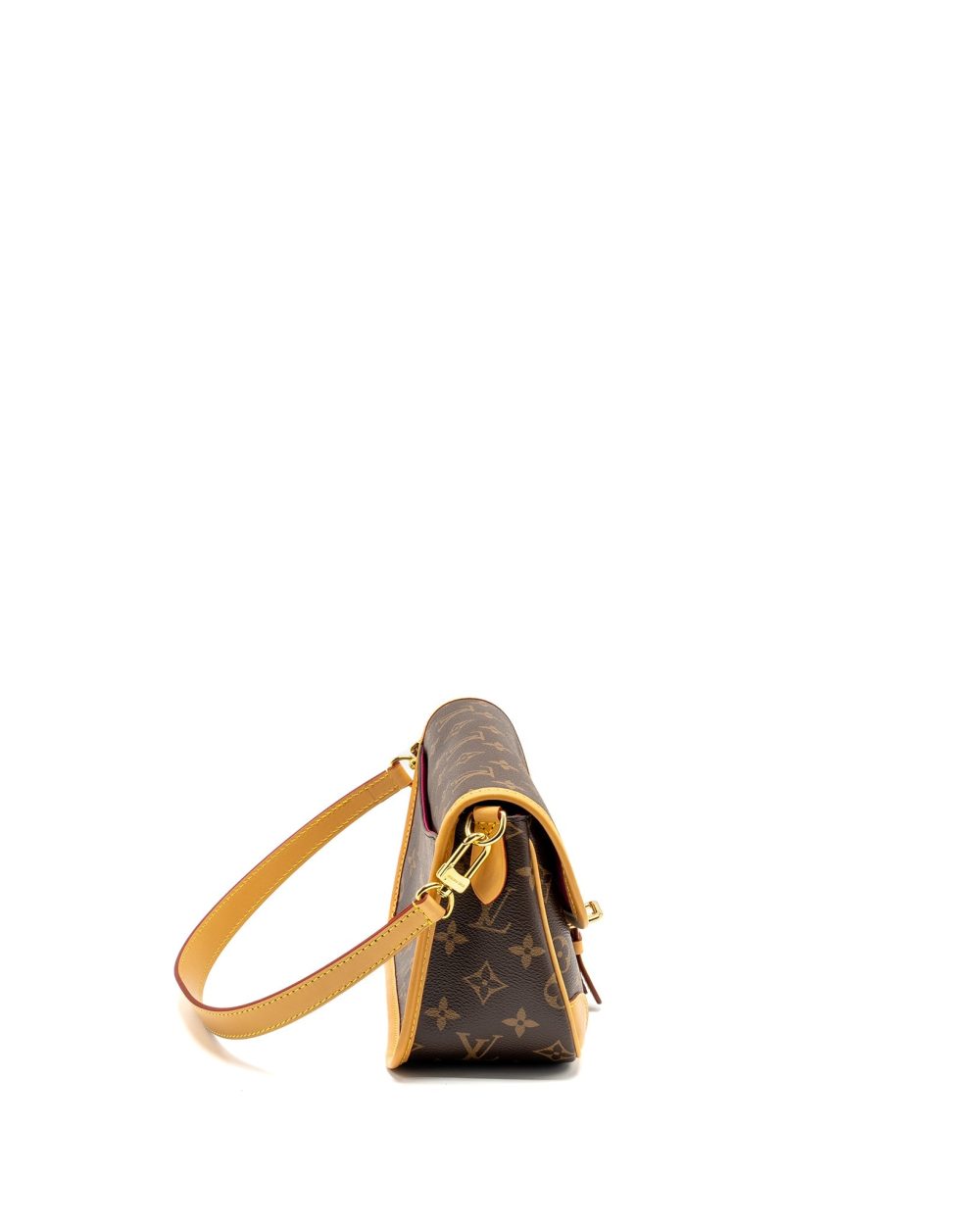 AAA Replica Louis Vuitton LV DIANE BAG WITH FUCHSIA STRAP MONOGRAM CANVAS GHW