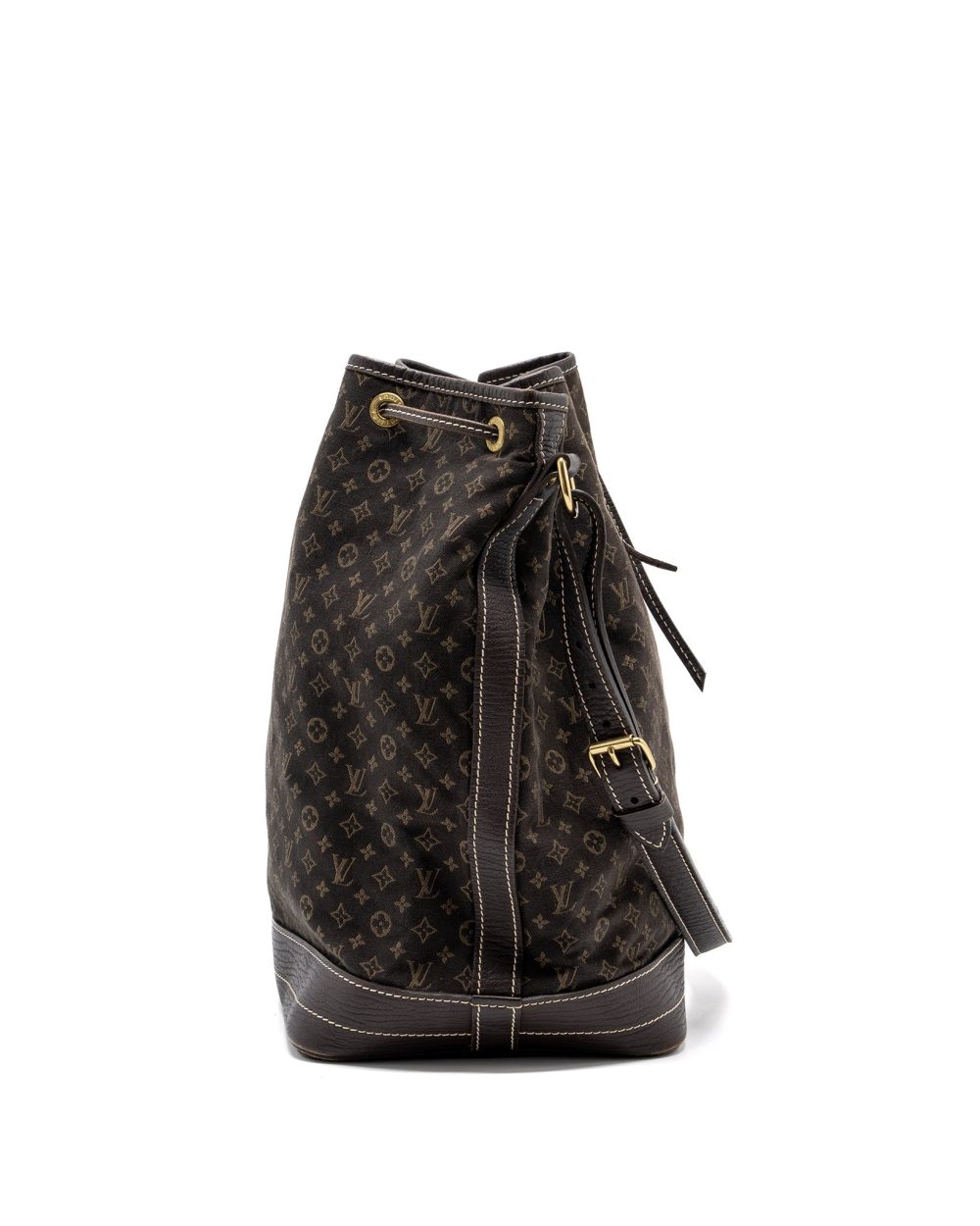 AAA Replica Louis Vuitton LV LIN NOE BAG FABRIC / LEATHER EBENE GHW
