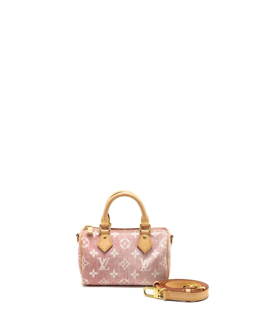 AAA Replica Louis Vuitton LV NANO SPEEDY MONOGRAM JACQUARD DENIM PINK GHW