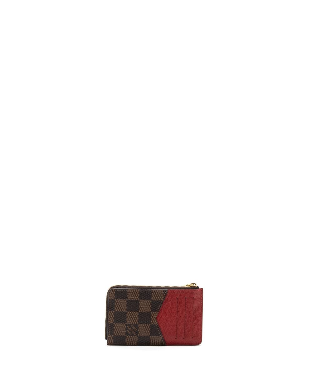 AAA Replica Louis Vuitton LV CARD HOLDER RECTO VERSO DAMIER EBENE/ RED GHW (NEW VERSION)