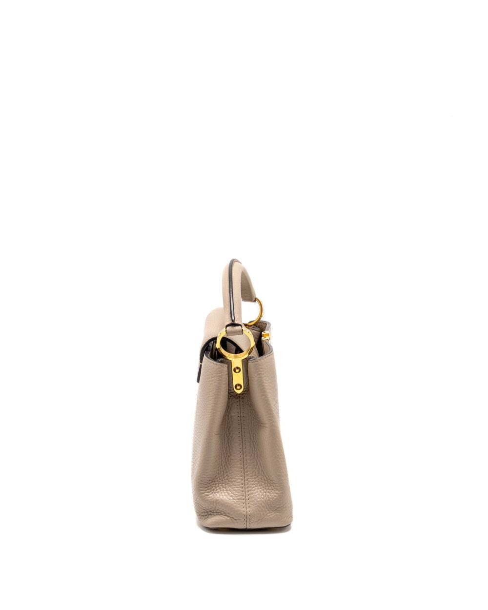 AAA Replica Louis Vuitton LV CAPUCINES BB TAURILLON LIGHT GREY GHW