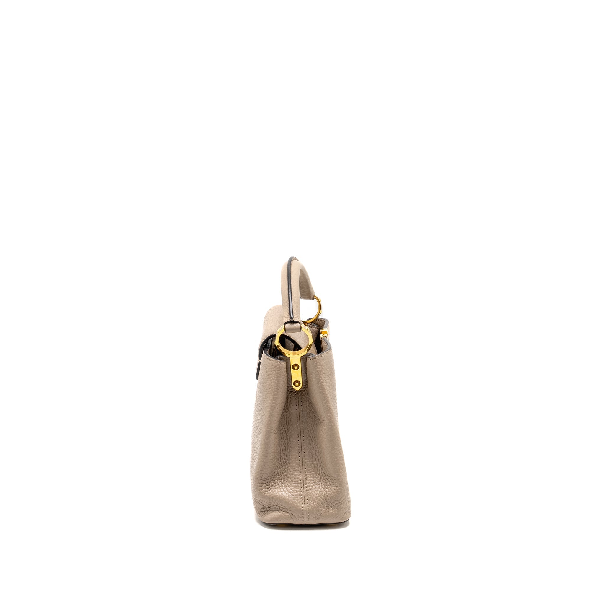 AAA Replica Louis Vuitton LV CAPUCINES BB TAURILLON LIGHT GREY GHW