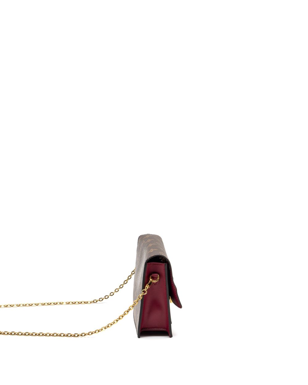 AAA Replica Louis Vuitton LV FLORE CHAIN WALLET MONOGRAM CANVAS/ DARK RED GHW