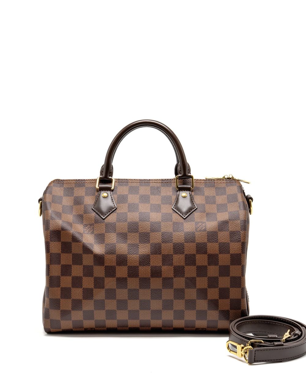 AAA Replica Louis Vuitton LV SPEEDY BANDOULIERE 30 DAMIER EBENE CANVAS GHW