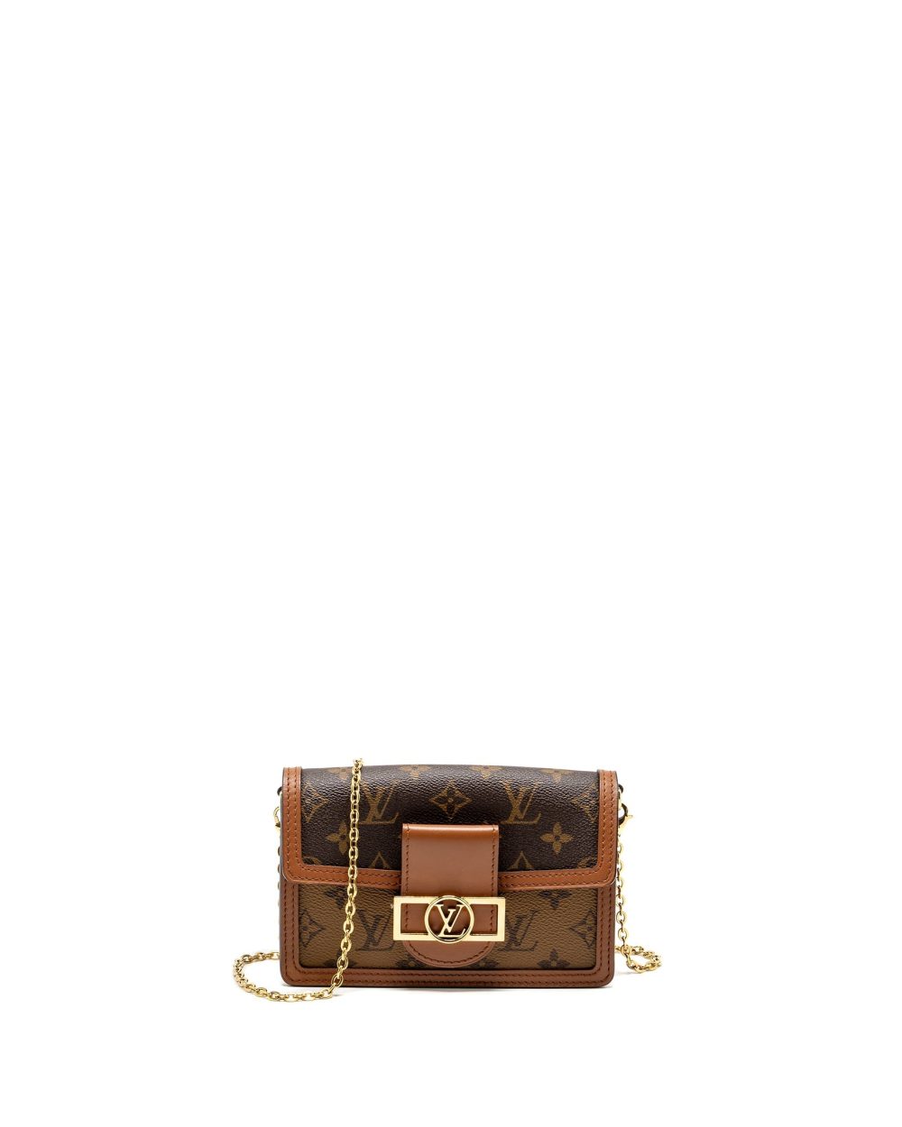 AAA Replica Louis Vuitton LV DAUPHINE CHAIN WALLET MONOGRAM REVERSE CANVAS GHW