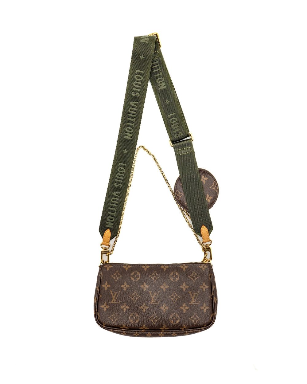 AAA Replica Louis Vuitton LV MULTI POCHETTE MONOGRAM CANVAS / KHAKI STRAP GHW