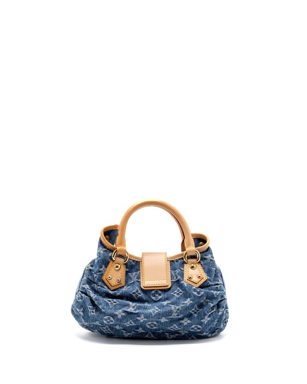 AAA Replica Louis Vuitton LV VINTAGE MINI HANDLE BAG DENIM BLUE GHW