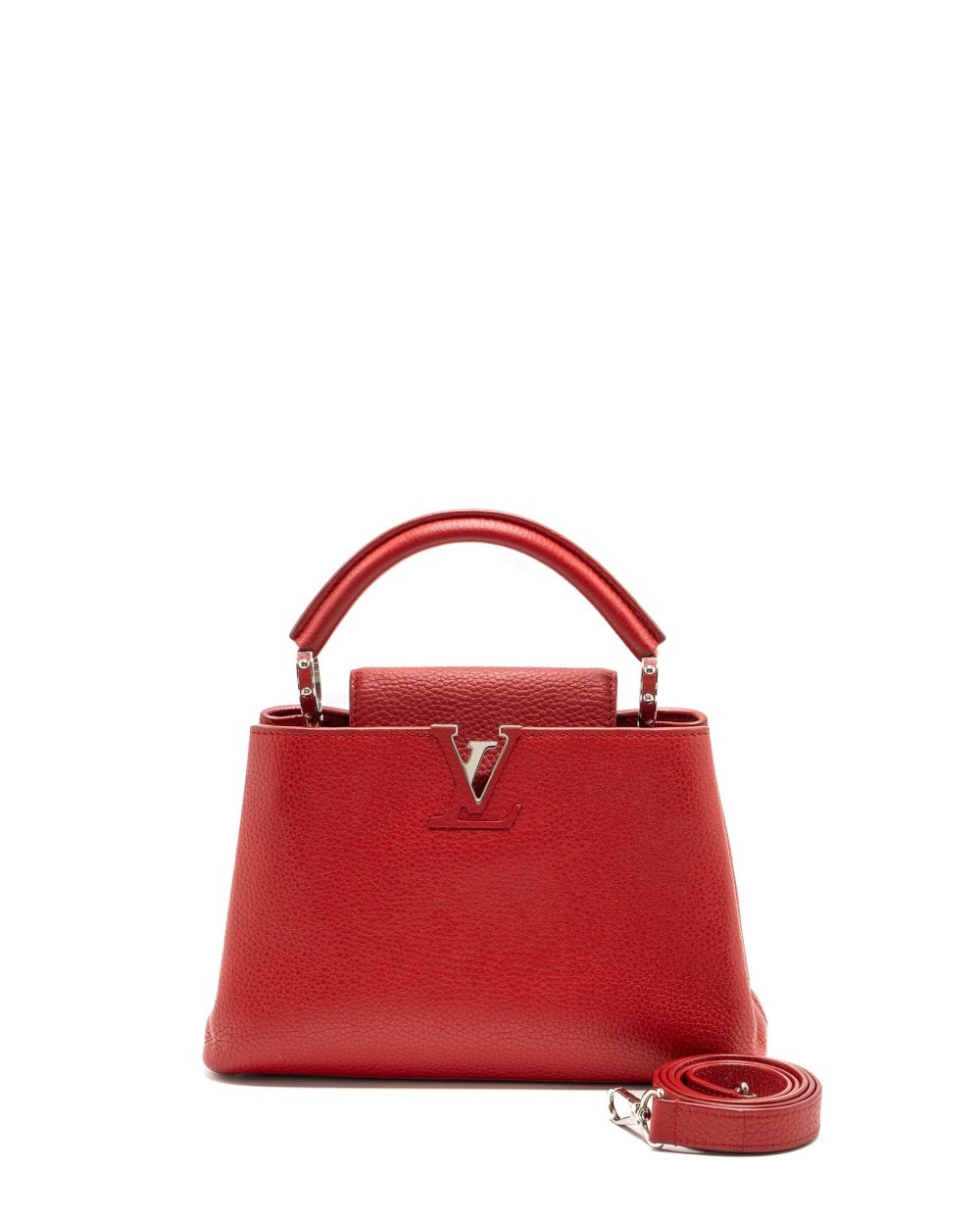 AAA Replica Louis Vuitton LV CAPUCINES BB TAURILLON RED GHW