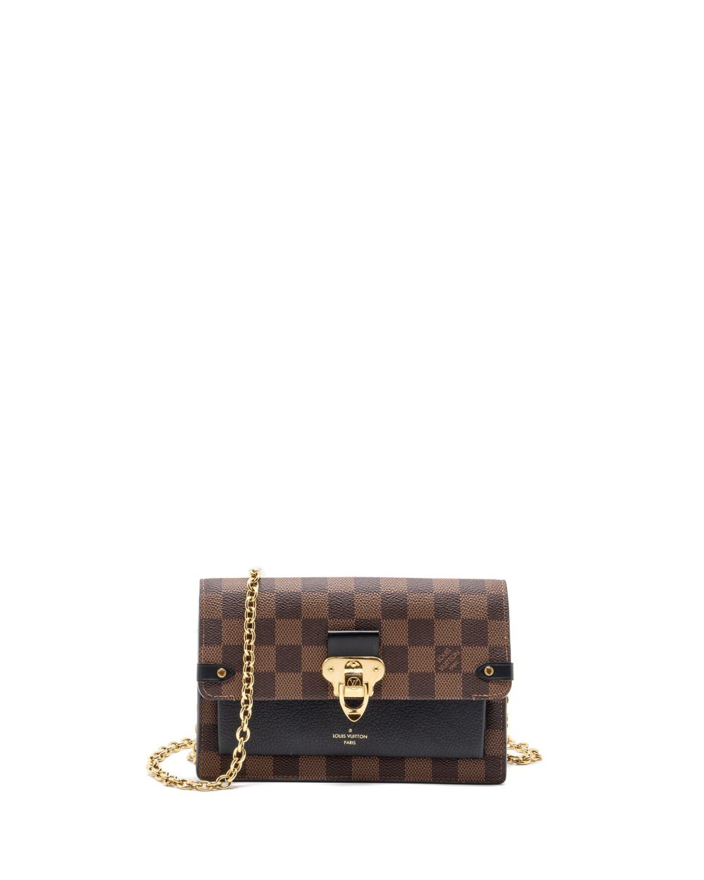 AAA Replica Louis Vuitton LV VAVIN CHAIN WALLET DAMIER EBENE/BLACK GHW (NEW VERSION)