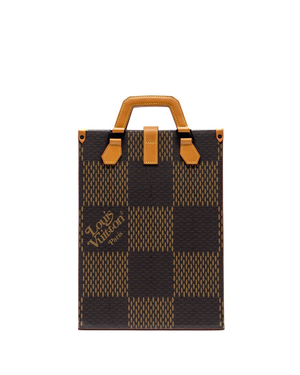 AAA Replica Louis Vuitton LV X NIGO GIANT TOTE DAMIER EBENE MONOGRAM CANVAS BROWN BLACK HARDWARE