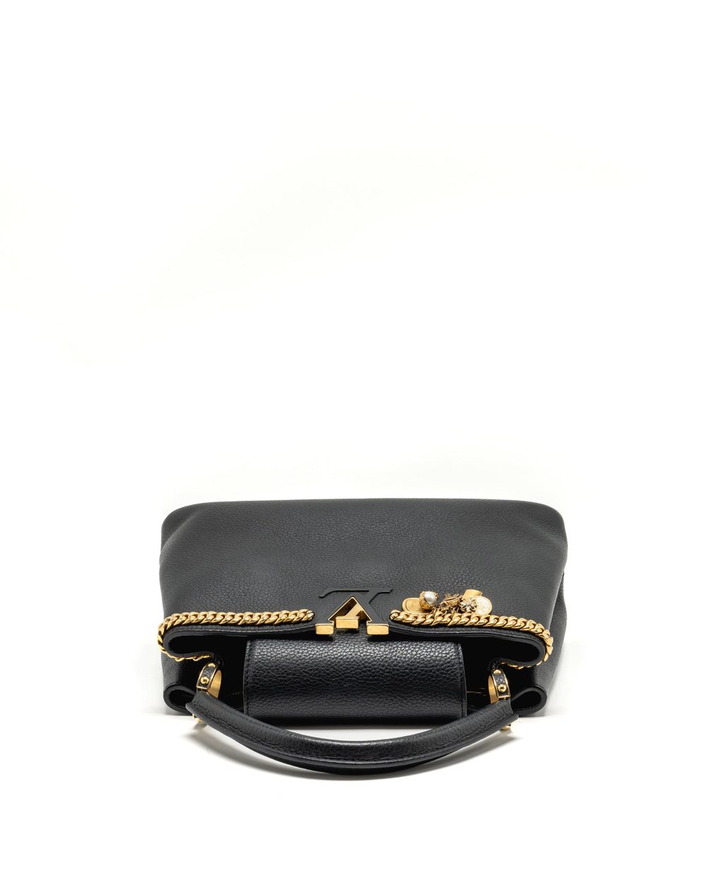 AAA Replica Louis Vuitton LV CAPUCINES MM CALFSKIN BLACK GHW