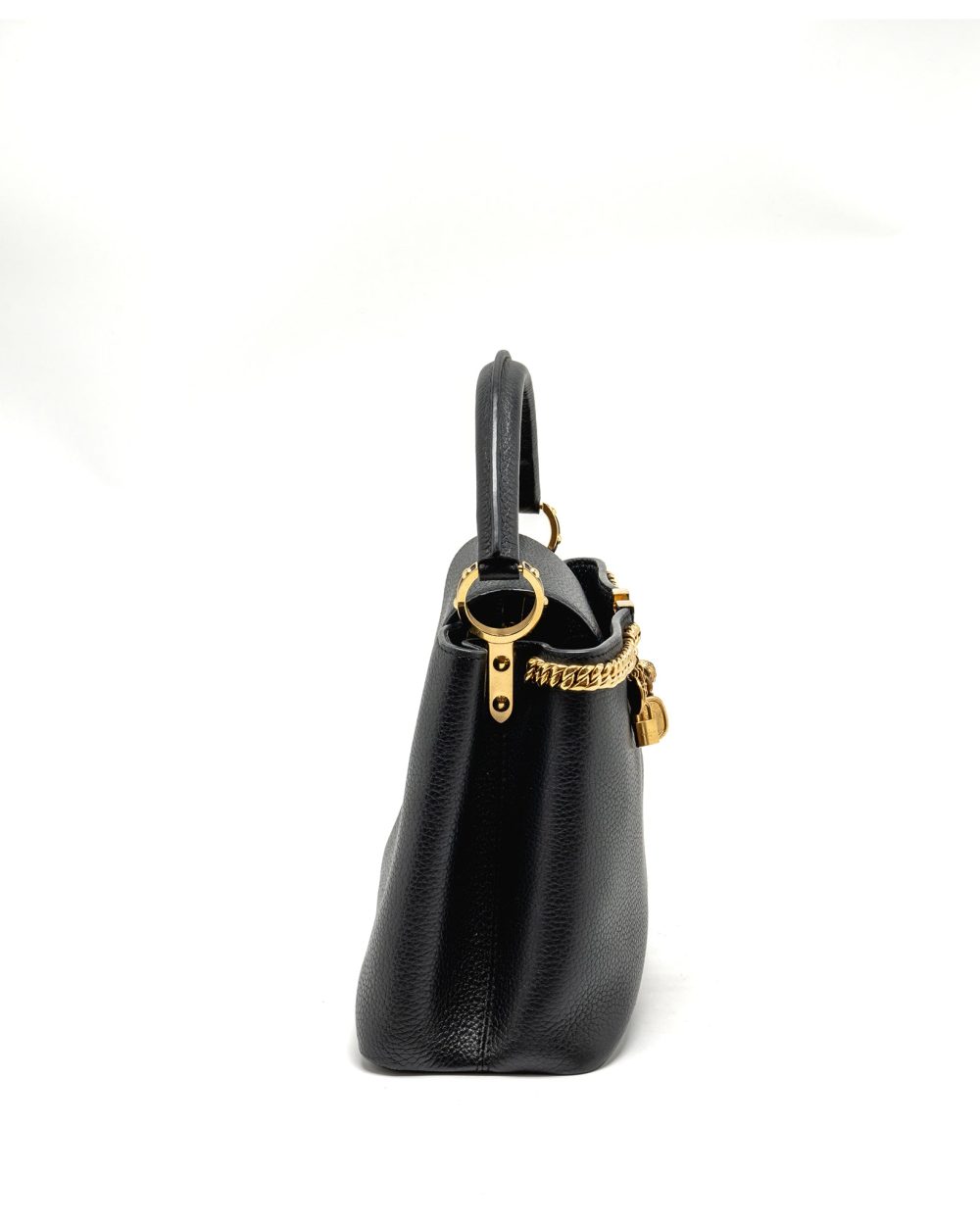 AAA Replica Louis Vuitton LV CAPUCINES MM CALFSKIN BLACK GHW