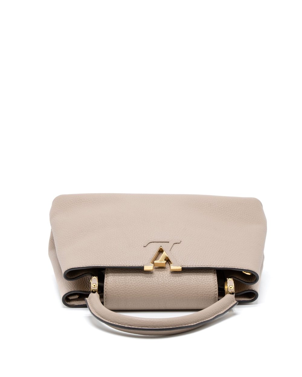 AAA Replica Louis Vuitton LV CAPUCINES MM TAURILLON LIGHT GREY GHW