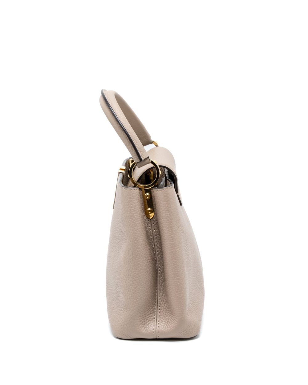 AAA Replica Louis Vuitton LV CAPUCINES MM TAURILLON LIGHT GREY GHW