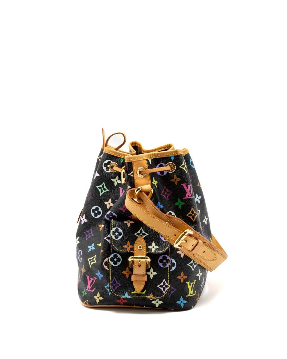 AAA Replica Louis Vuitton LV PETIT NOE MONOGRAM CANVAS BLACK/MULTICOLOUR GHW
