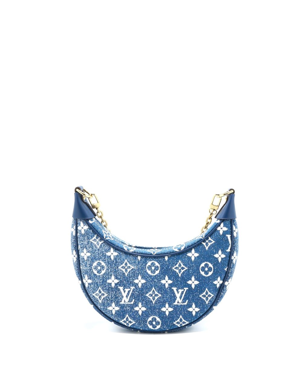 AAA Replica Louis Vuitton LV HALF-MOON LOOP BAGUETTE HANDBAG DENIM BLUE GHW (NEW VERSION)