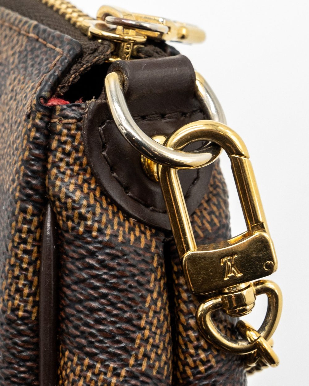 AAA Replica Louis Vuitton LV EVA POCHETTE DAMIER EBENE GHW