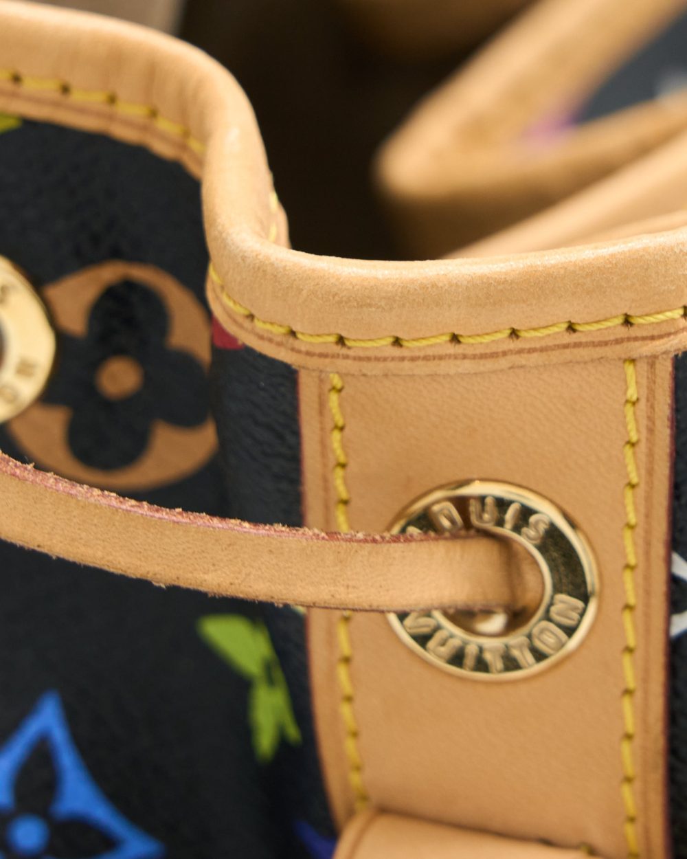 AAA Replica Louis Vuitton LV PETIT NOE BLACK MONOGRAM MULTICOLOUR GHW