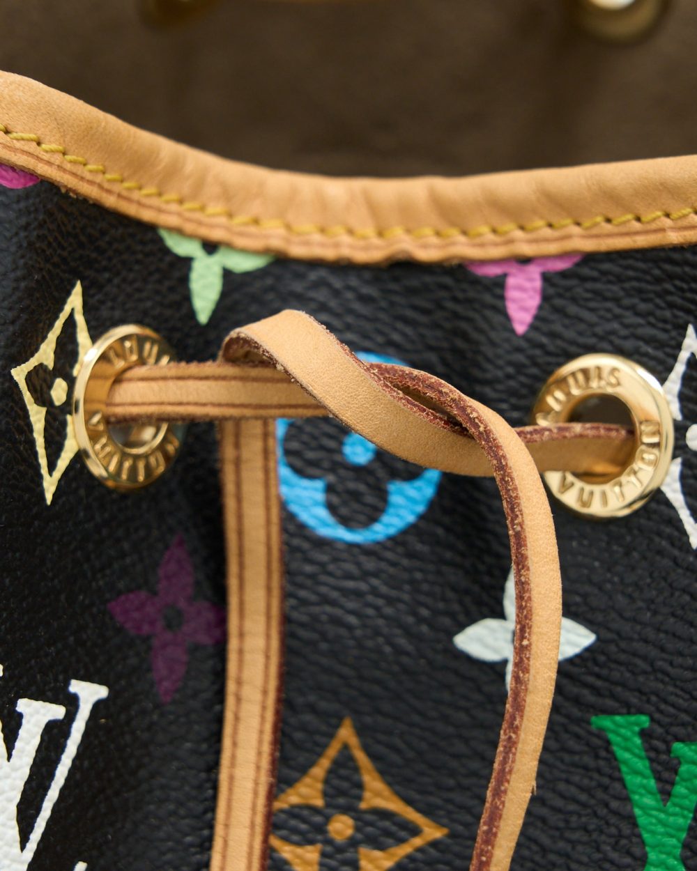 AAA Replica Louis Vuitton LV PETIT NOE BLACK MONOGRAM MULTICOLOUR GHW