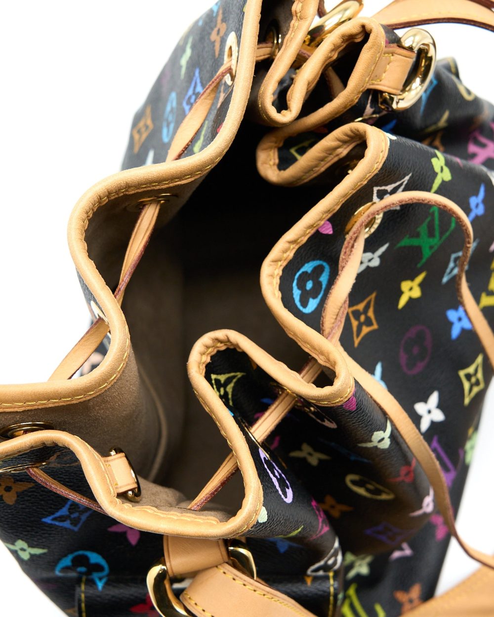 AAA Replica Louis Vuitton LV PETIT NOE BLACK MONOGRAM MULTICOLOUR GHW