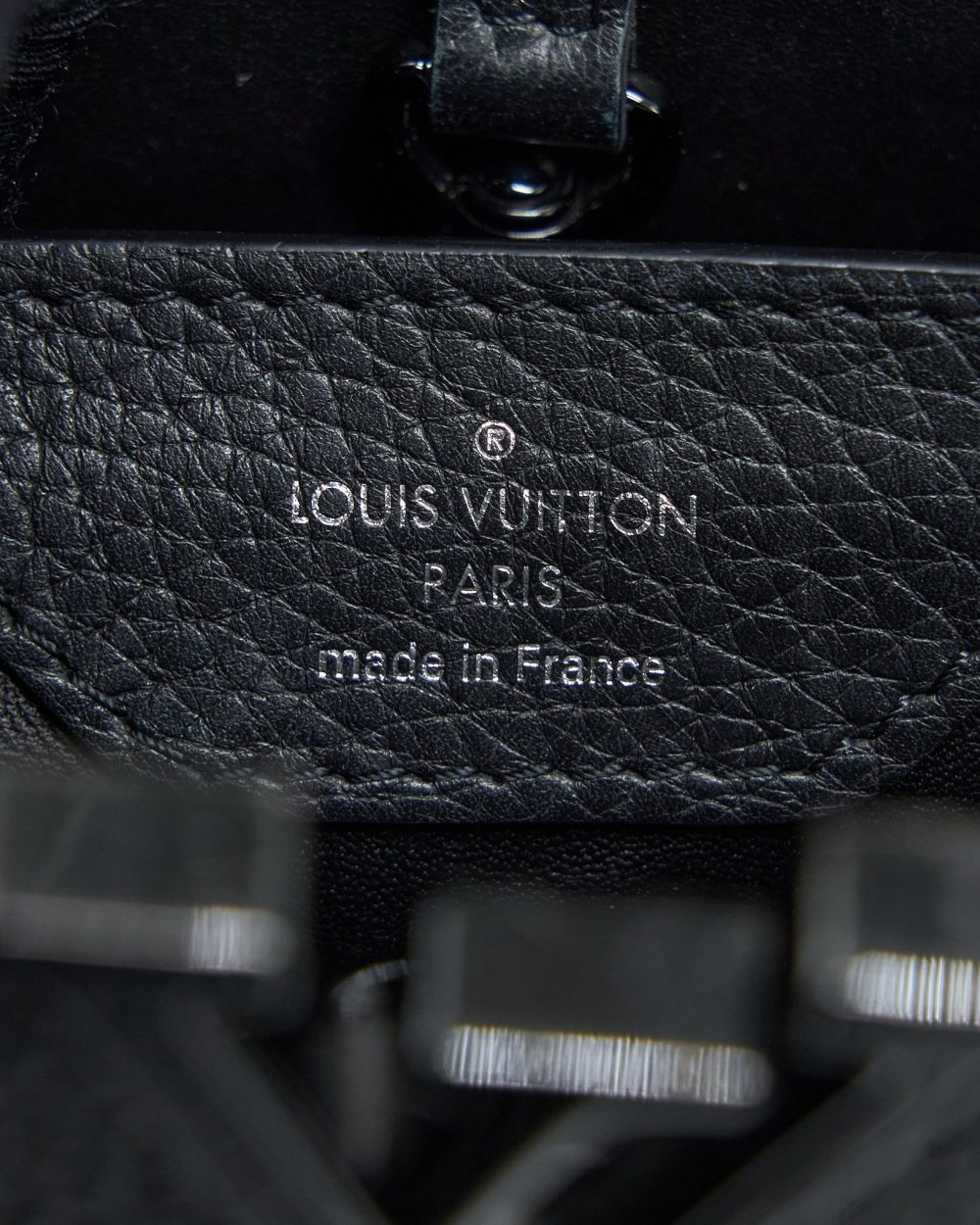 AAA Replica Louis Vuitton LV CAPUCINES BB TAURILLON SO BLACK WITH BLACK HARDWARE