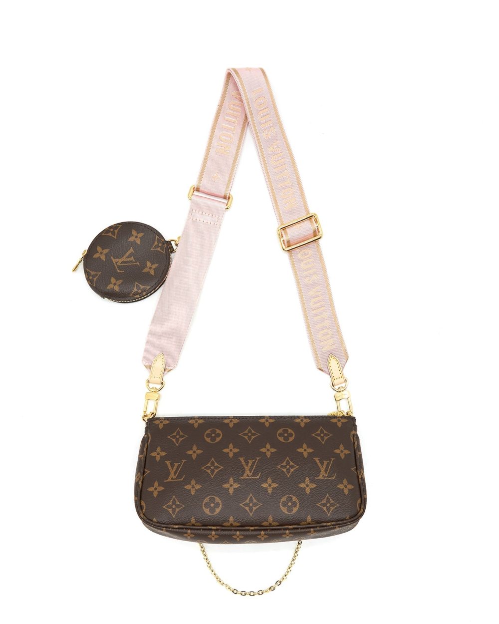 AAA Replica Louis Vuitton LV MULTI POCHETTE ACCESSORIES PINK STRAP