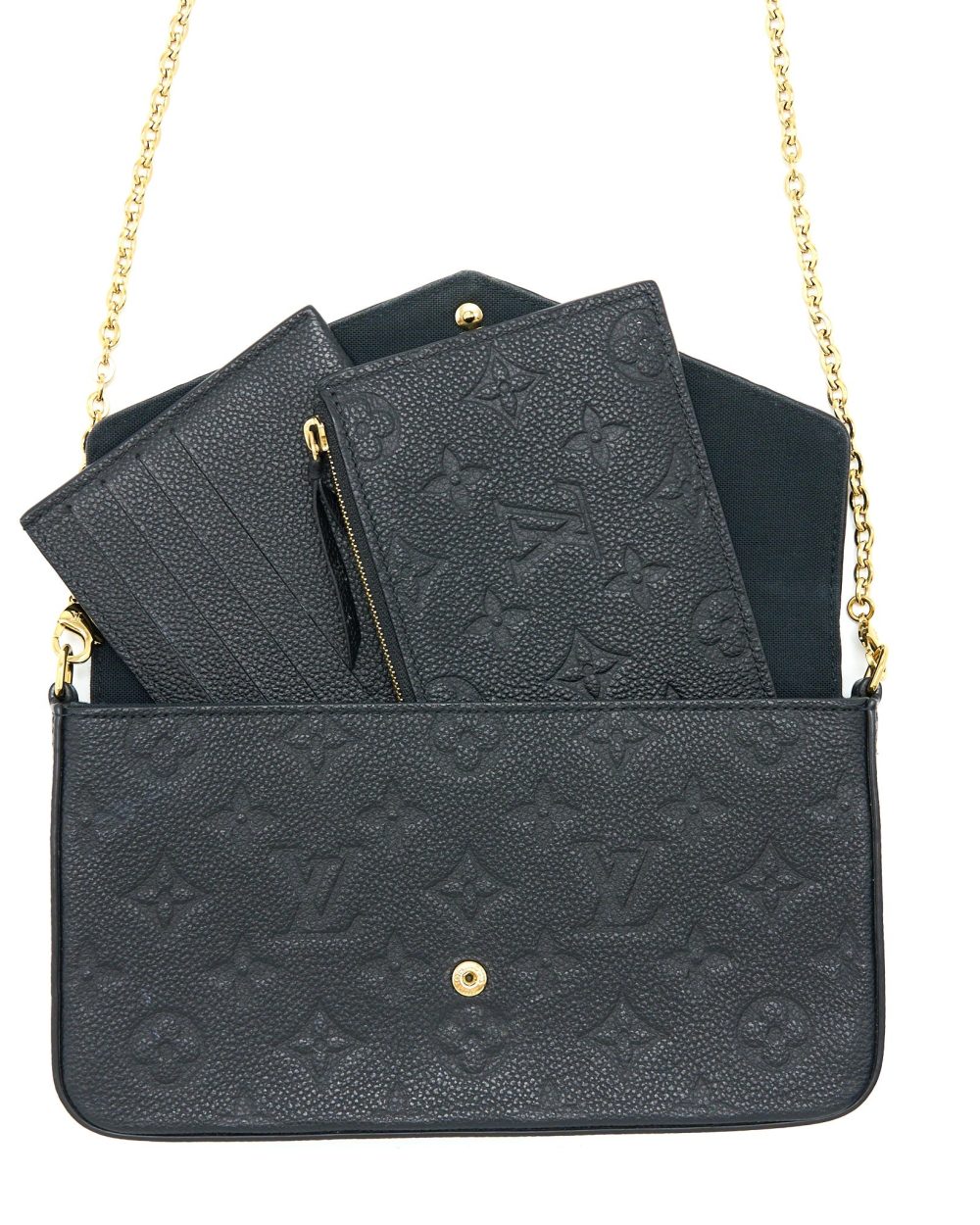 AAA Replica Louis Vuitton LV FELICIE POCHETTE MONOGRAM EMPREINTE BLACK GHW
