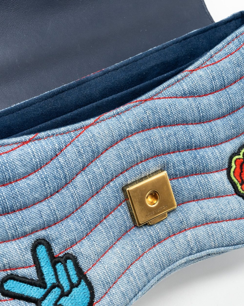 AAA Replica Louis Vuitton LV NEW WAVE FLAP CHAIN BAG LIMITED EDITION DENIM BLUE/ MULTICOLOR GHW