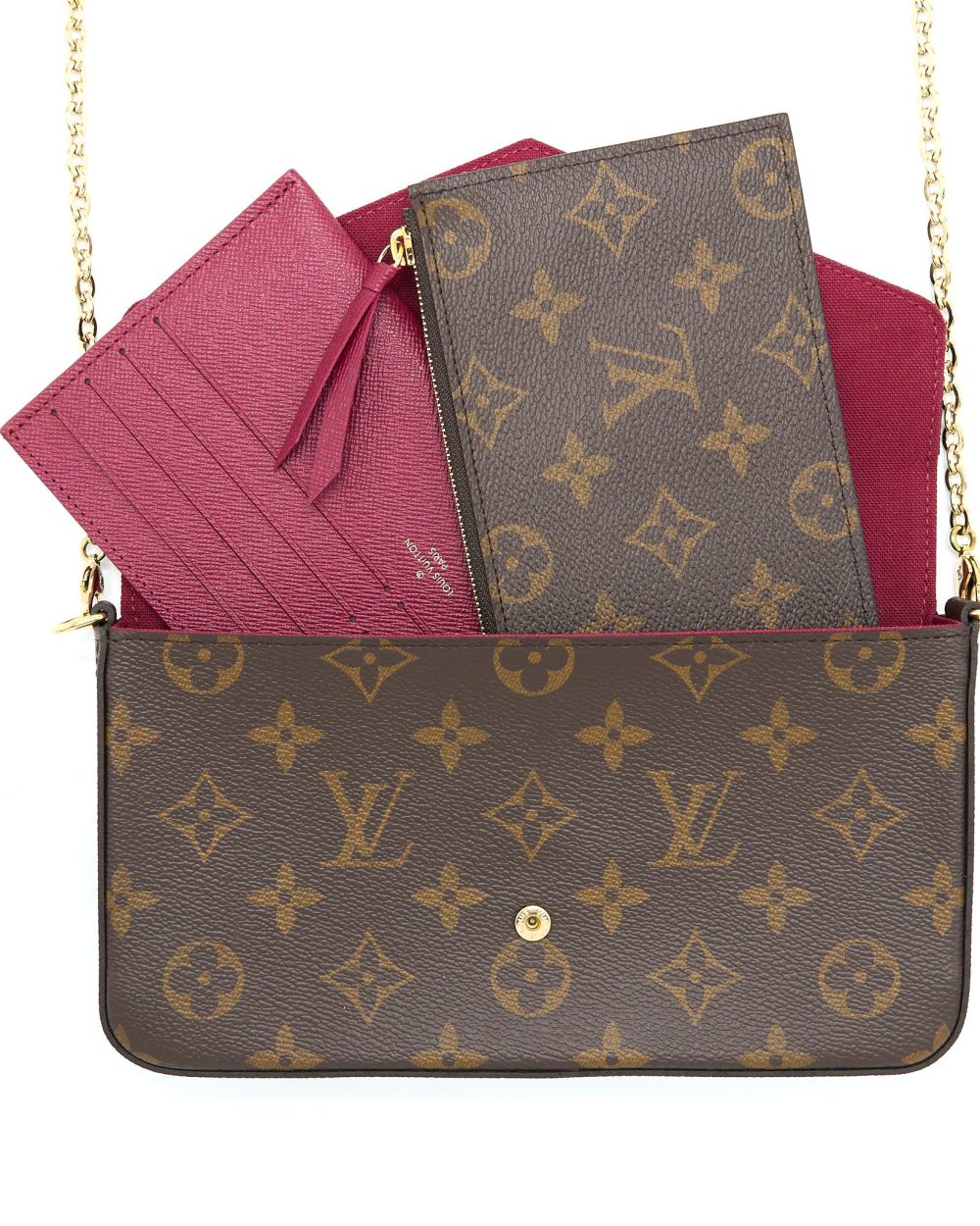 AAA Replica Louis Vuitton LV FELICIE POCHETTE MONOGRAM CANVAS RED GHW