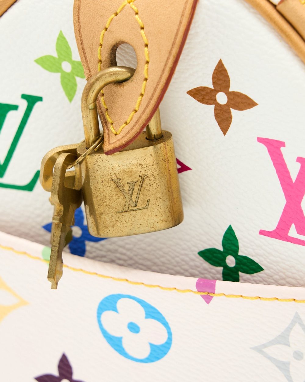 AAA Replica Louis Vuitton LV VINTAGE SPEEDY 25 LIMITED EDITION WHITE/MULTICOLOUR GHW
