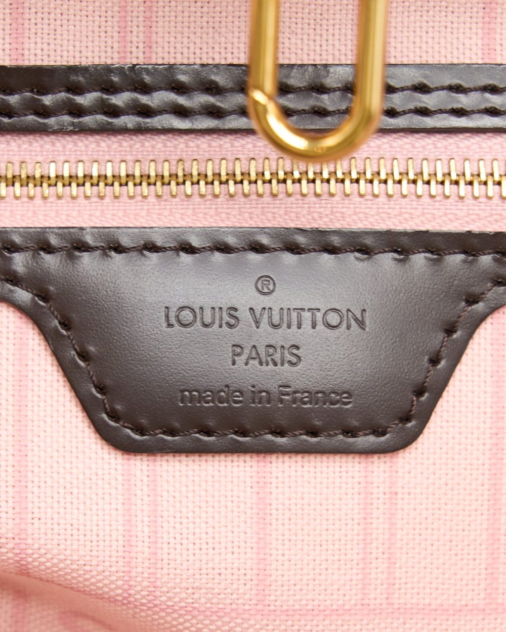AAA Replica Louis Vuitton LV NEVERFULL MM DAMIER EBENE/PINK GHW